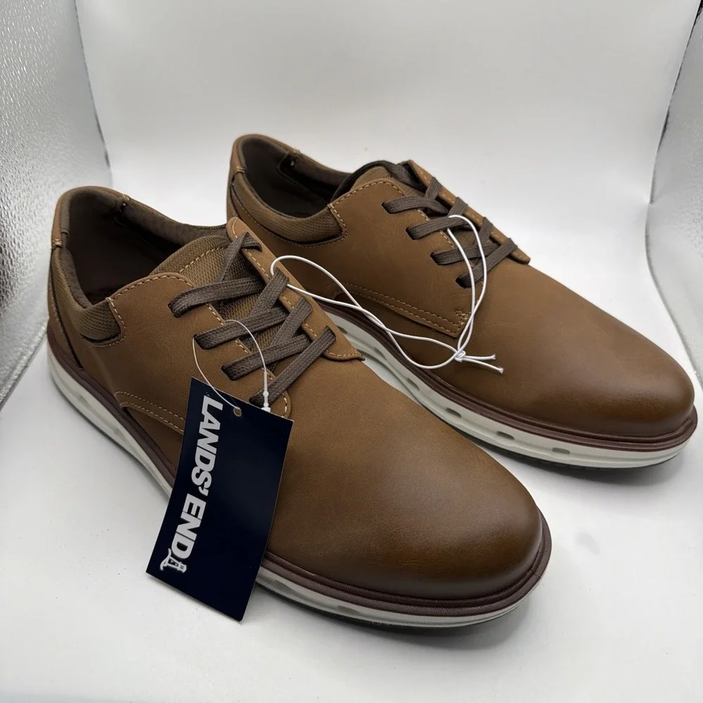 Lands End Sport Oxford Dark Tan And White Shoes. Size 10. New